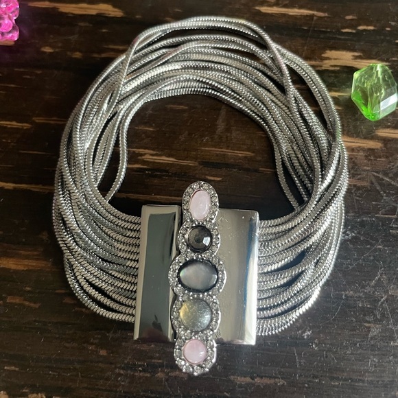 Silver Multi-Strand Bracelet with Gemstone Accents,bracelet for women. - Picture 1 of 12